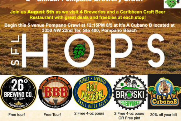 Pompano Brewery Crawl August 22nd starting at 12:30PM at It’s a Cubano B